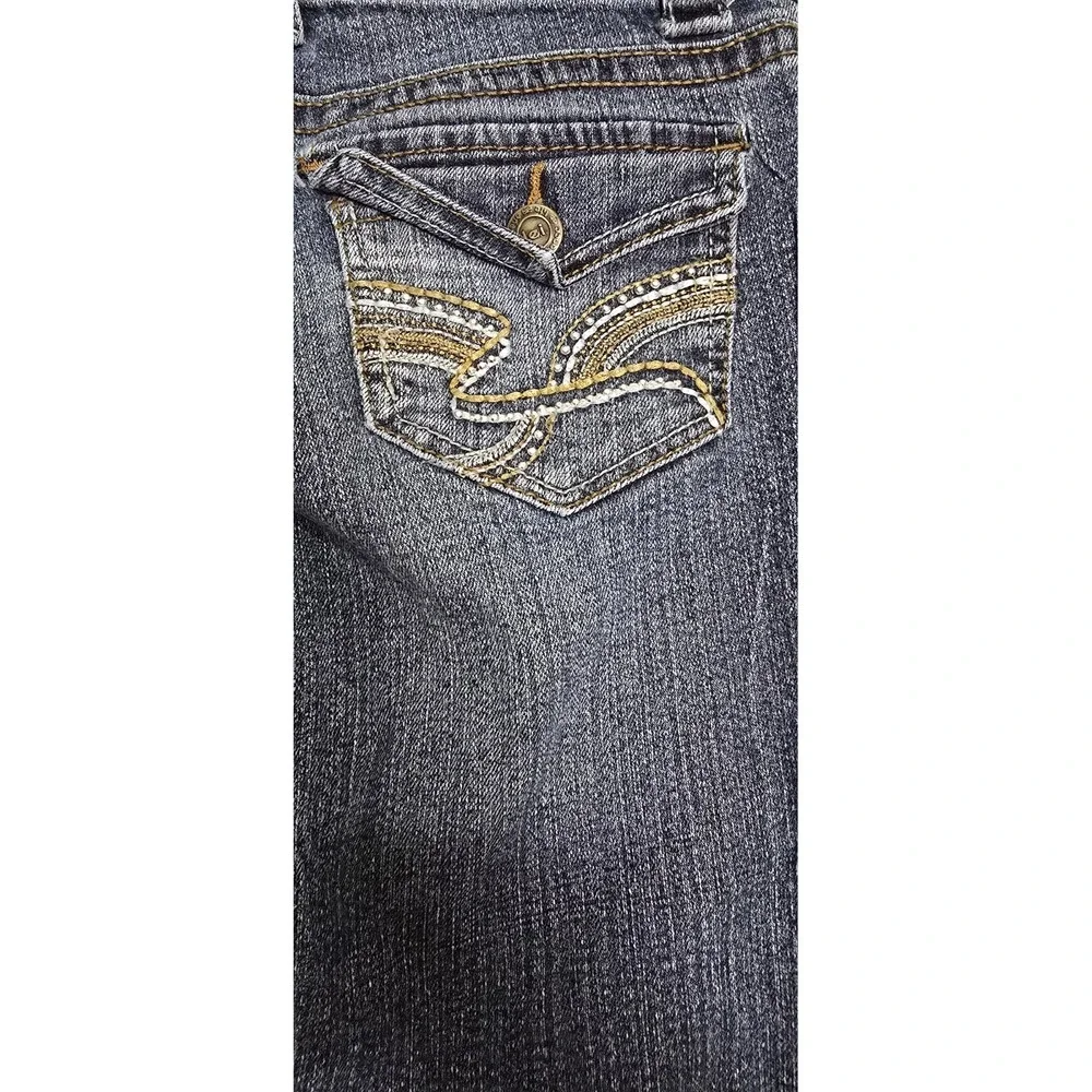 LEI Alexa Girls Denim Blue Jeans Size‎ 12 With Distressed Lowrise Slim Boot